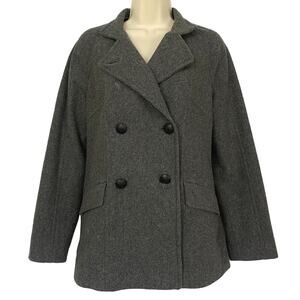 Banana Republic Wool Pea Coat Womens Small Gray Double Breasted Pockets Parka